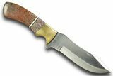 Knife with Fossil Dinosaur Gembone & Mammoth Tusk Inlays #370837-1